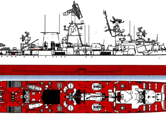 Эсминец СССР Talin [Project 1134B Berkut B Kara-class Destroyer] - чертежи, габариты, рисунки